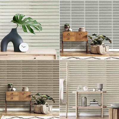 Fine Decor Wood Slats Wallpaper Realistic 3D Effect Feature Wall - Choose Colour
