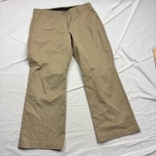 Lands' End Womens Chinos Pants Khaki Flat Front Belt Loops Petite 10