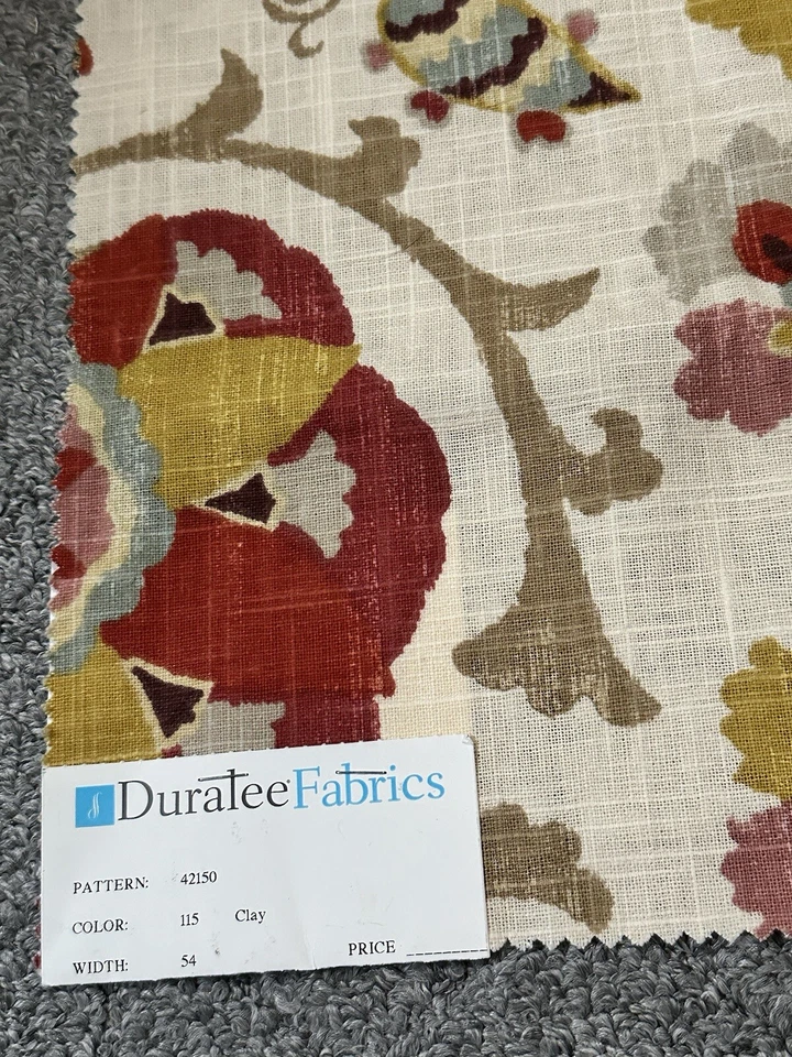 Duralee Fabric Sample 42150 Clay Suzani 24.5” x 23.5” Red Gold ** FLAWS PEN MARK - Image 2 of 4