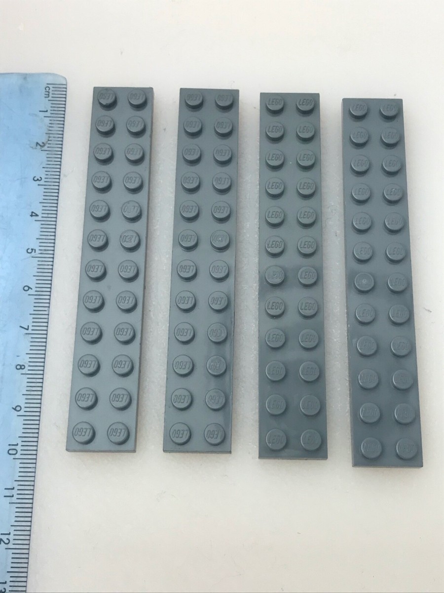 Lego x LONG Flat Plate brick pins wide 12 Pins Long Dark