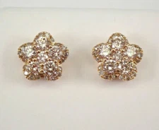 2Ct Lab Created Round Diamond Cluster Flower Stud Earrings 14K Yellow Gold Over