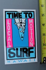 LOCAL MOTION Hawaii Time To Surf Neon Blue Pink 80's LM1 Vintage Surfing STICKER