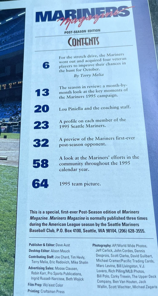 1995 Playoffs Seattle Mariners Magazine  Post Season Edition Signed By Griffey! - Image 3 of 4