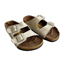 Birkenstock Arizona Suede Sandals Size 35 L 4 Narrow Soft Footbed Stone Gray