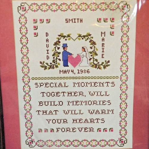Vintage Counted Cross-Stitch MARRIAGE Sampler Kit Bucilla Wedding NEW n Package - Picture 2 of 4
