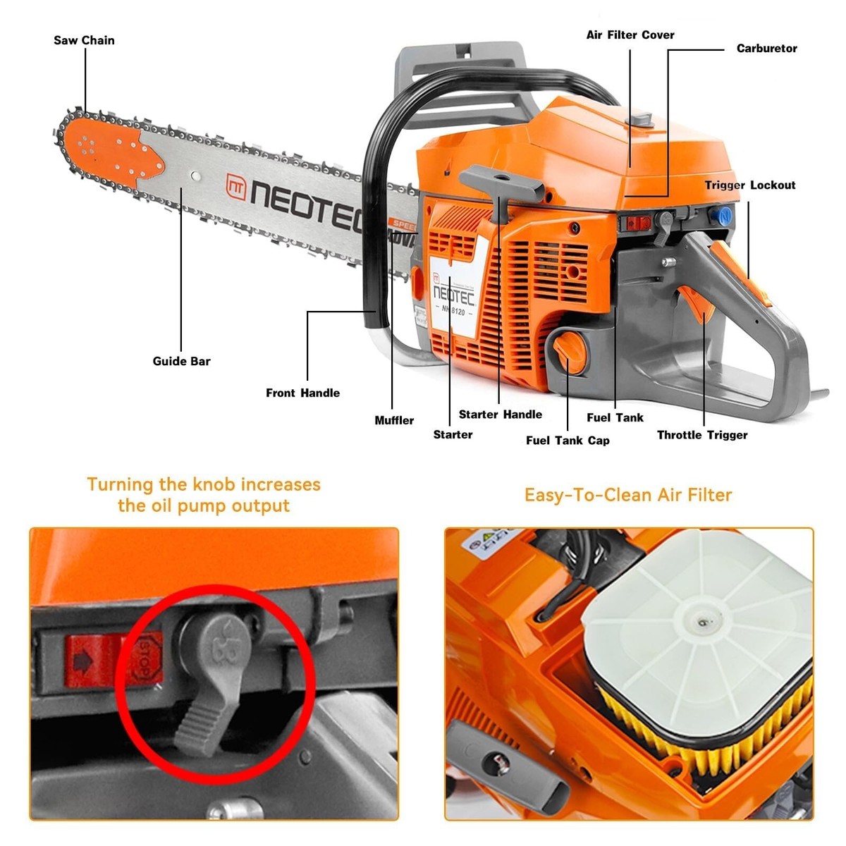 120cc Chainsaw Gas Power Head Compatible with Husqvarna 3120 XP