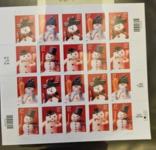 Scott # 3676 - 3679 - 37c - Snowmen - Sheet of 20 Stamps - MNH Face Value $7.40