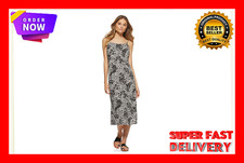 Scoop Women's Midi Slip Dress Black & White Animal SIZE S                 --Q1--