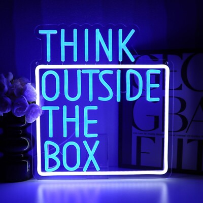 Think Outside The Box Neon Sign for Wall Decor, Creative Thinking Led ...