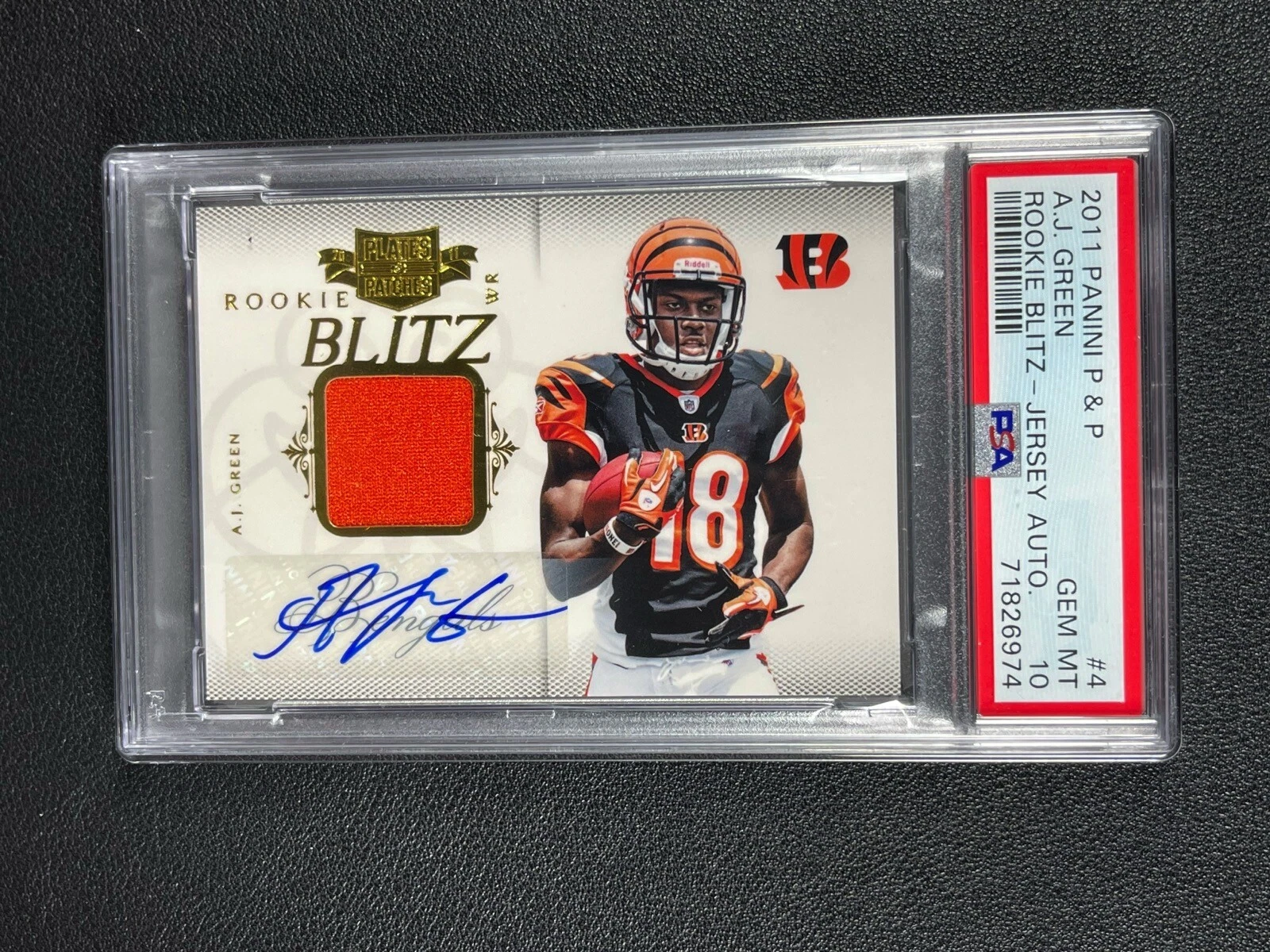 AJ Green Panini Plates & Patches Rookie Blitz #4 Jersey Autograph