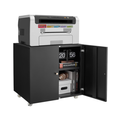Multifunctional side file cabinet with locking castors and adjustable shelves 