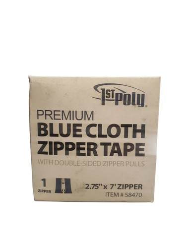 1ST Poly Premium Blue Cloth Zipper Tape 2.75” x 7’ Double Sided Zipper Pulls NEW - Picture 3 of 7
