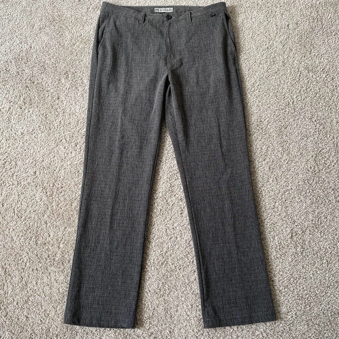 Travis Mathew Pants Mens 36X33 Gray Check Golf Chino Polyester Outdoor Active