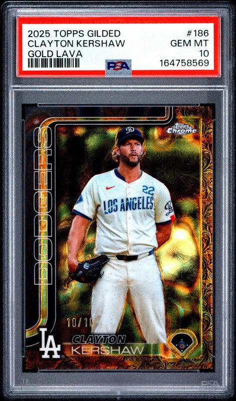 2025 Topps Gilded Gold Lava Clayton Kershaw 10/10 PSA 10 POP 1