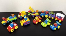 Vintage Sesame Street TYCO Preschool Toy Vehicles Lot Elmo Cookie Monster Oscar