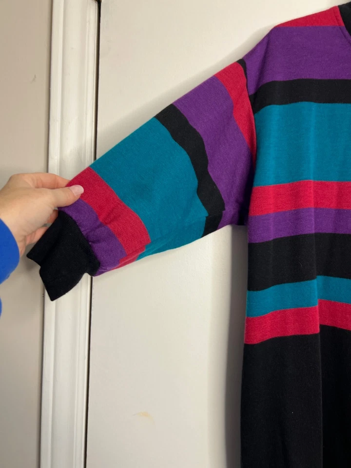 Vestido Vintage Fredericks Of Hollywood Tejido Rayas Talla 5 Manga 3/4 Foto 3 de 4