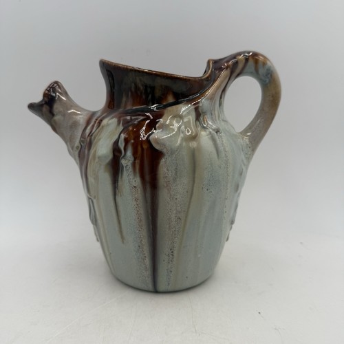 Antique Wasmuel Majolica 2114 Art Nouveau Pottery Pitcher Drip Glaze Belgium