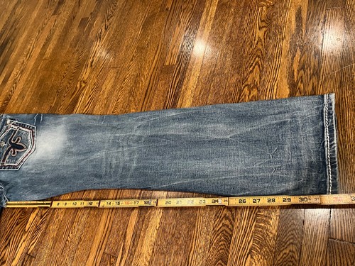 Rock Revival Jeans Men 32 Blue Leotis Straight Biker Punk Denim - Picture 10 of 10