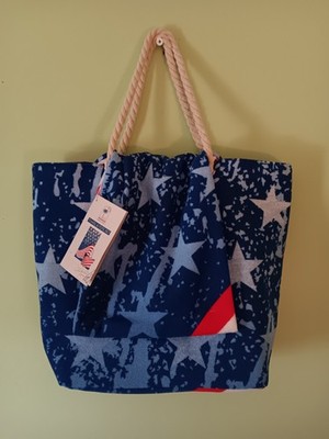 New Beach Bag & Towel Set Sand & Sea  American Flag Stars & Stripes