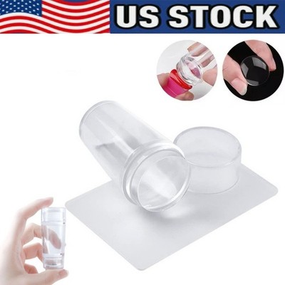 Silicone Head Nail Stamp Set with Scraper French Nail Art Template DIY Tool
