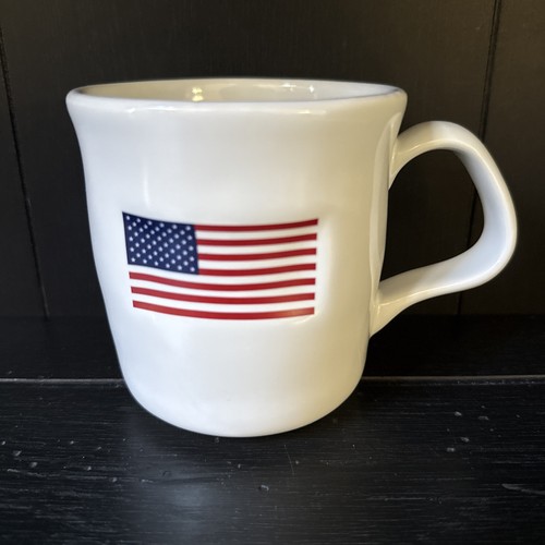 Williams Sonoma Amerikanische Flagge USA Weiß Keramik Kaffeebecher 12 Unzen - Bild 1 von 10
