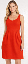 Ann Taylor NWT Dress 4 Red Orange Sleeveless Fit Flare Textured Work Career