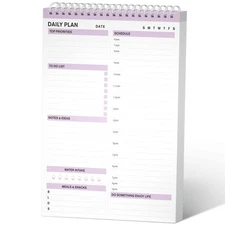 Daily Planner, To Do List Notepad Tear Off, Undated Planner,Spiral Hourly Pla...