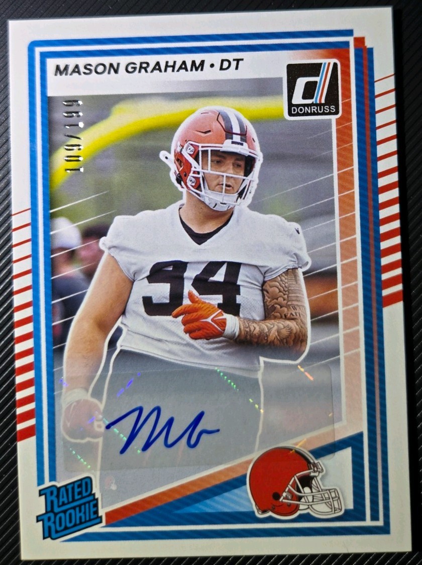 Mason Graham 2025 Panini Donruss #340 Rated Rookie Auto /199