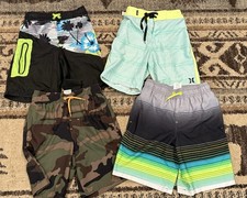 Boy small S 6  7 swim shorts Trunks swimwear Hurley Wonder nation camo Lot Of 4