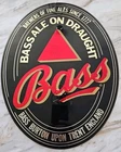 Vintage BASS Ale Beer Bar Wall Sign Advertising Glass Oval Mancave 15.5”x12”