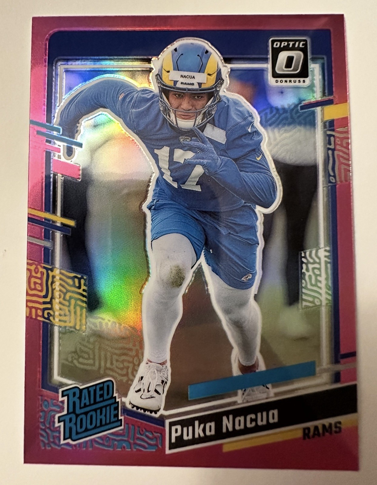 2023 Panini Donruss - Rated Rookie Puka Nacua #357 Optic Preview Pink Prizm (RC)