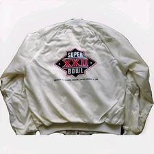 VTG 80s Super Bowl XXII Chalkline L Satin Bomber Jacket Bronco Redskins 22 Nfl