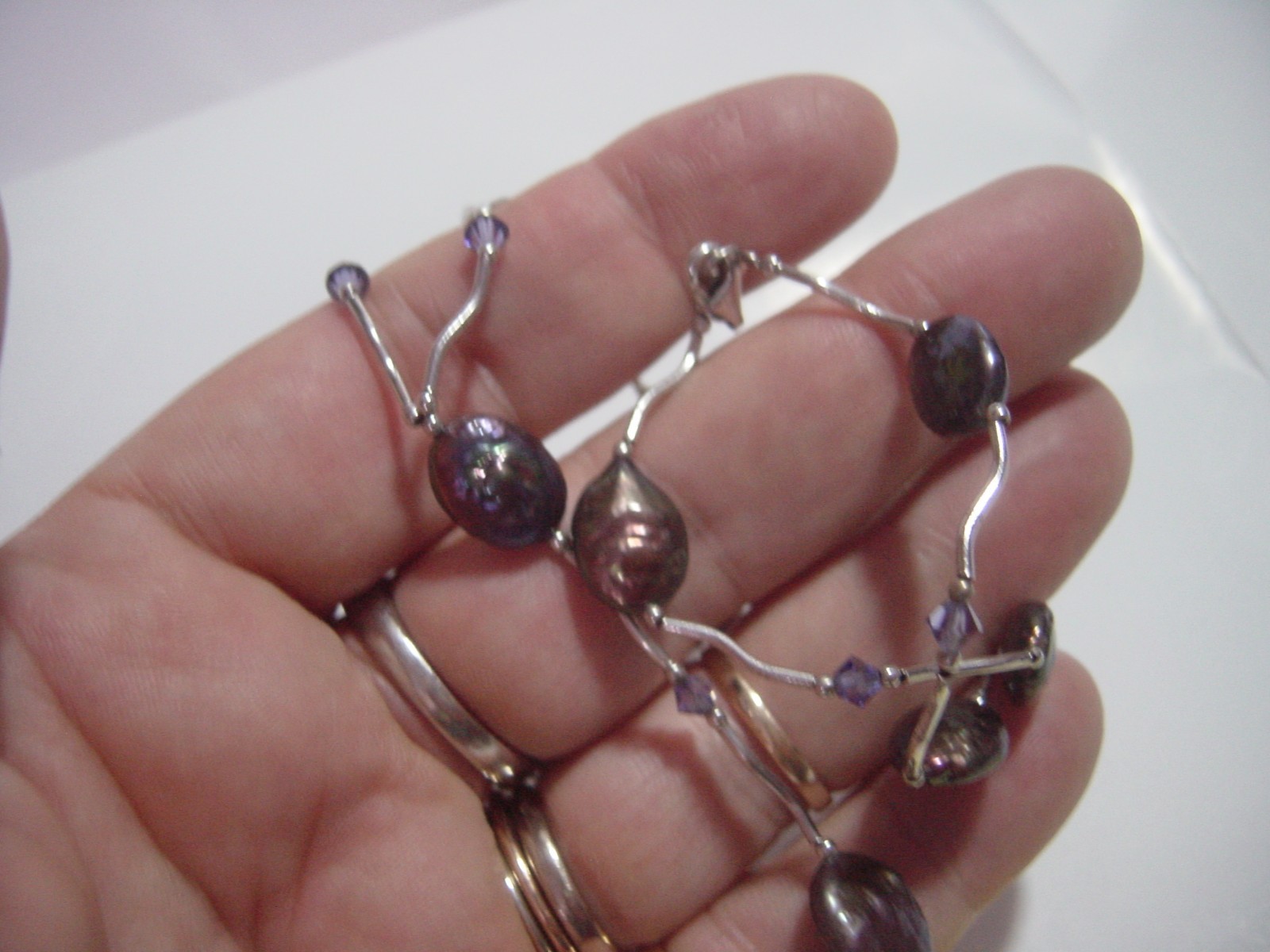 UNIQUE-SOLID SILVER- Tanzanite & SUPERB black pea… - image 11