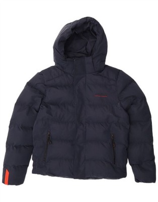 Superdry Wattierte Herrenjacke mit Kapuze UK 38 Medium Navy Blau Polyester ZE20