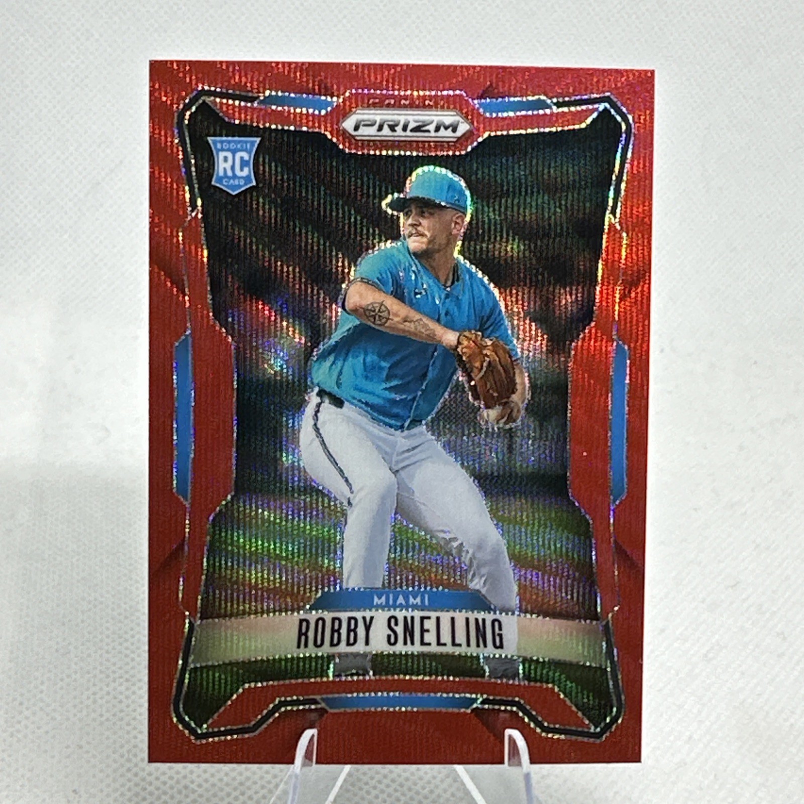 2026 Panini Prizm Baseball Robby Snelling #159 Ruby Wave Prizm RC Miami Marlins