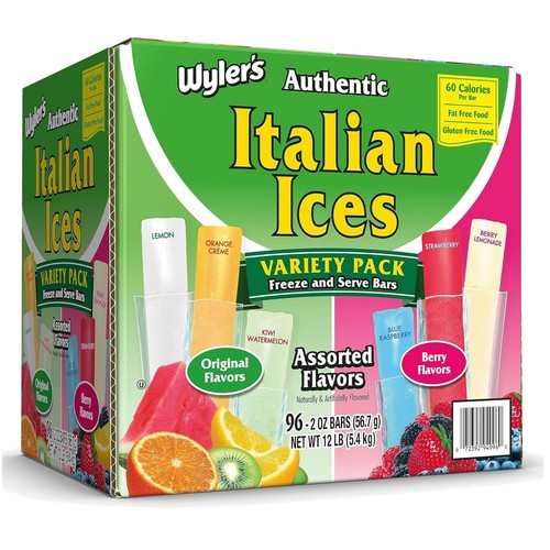 Italian Ice Freezer Bars 96ct - Gluten-Free, Fat-Free Treats