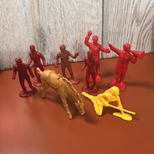 Western Town Lot of 8n Figures Red Yellow Cowboy Indian Vintage Marx MISC Lot