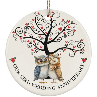 Owl Couple Romantic 53 Years Ornament 53rd Wedding Anniversary Christmas Gift