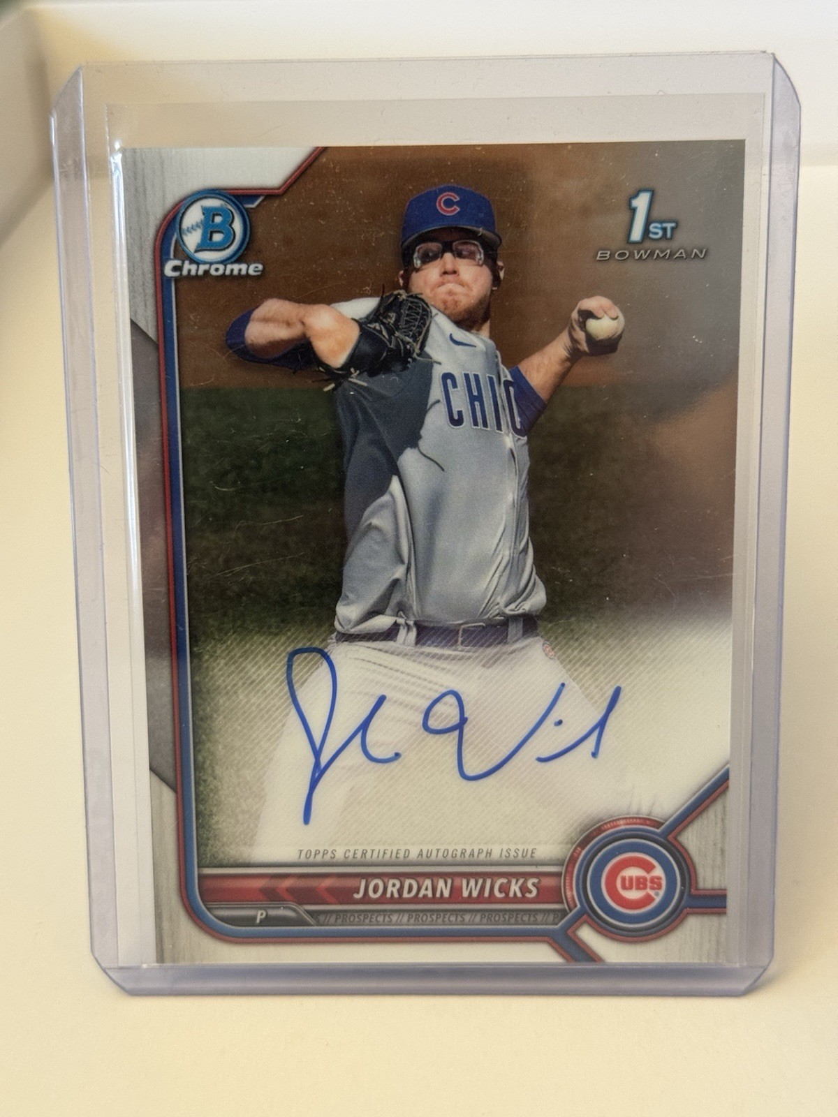 2022 Bowman Chrome Prospect Autographs Jordan Wicks #CPA-JW (AU RC) Chicago Cubs