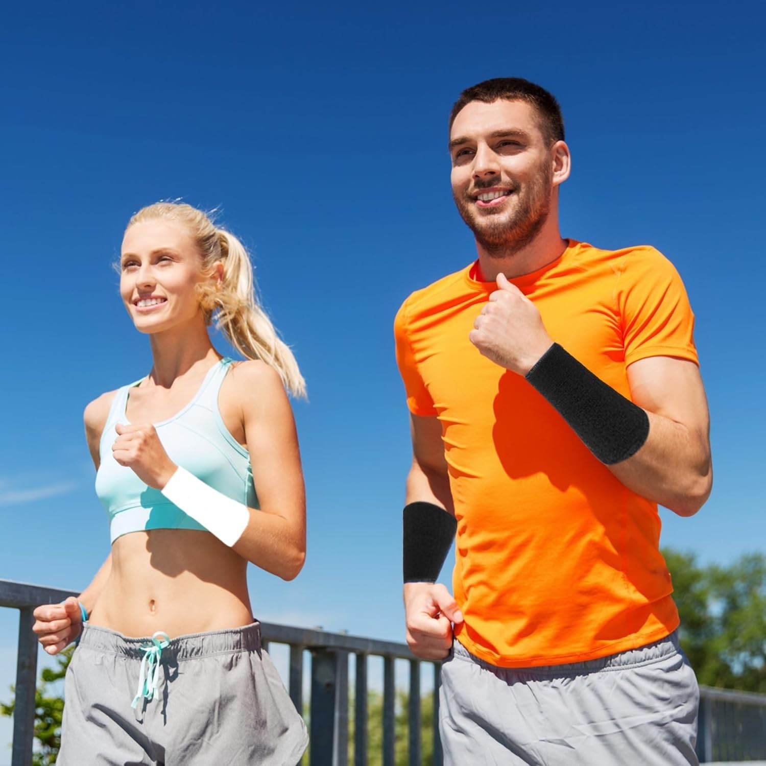 4 Pack 6 Inch Wrist Sweatbands Tennis Wrist Bands Absorbent Sweat Band for Me...