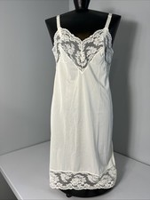 Vintage 60s Komar Full Slip Size 34 Average Ivory Silky Nylon and Lace Feminine