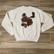 Vintage Fruit of the Loom Santa Fe Western Graphic Sweatshirt White XL USA Made