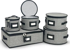 Microfiber Dinnerware Storage Containers 12 Piece Set Hard Shell Plate Protector