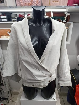 Jacke Damen Lederjacke Studio Leder weiß Gr. 46 AT187