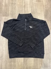 Victoria  s Secret PINK 1/4 Zip Pullover Sweatshirt Black Women  s Size S