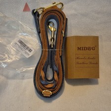 MIDOG Leather Adjustable Double Leash MD-311N-Blue-L for Large Dogs