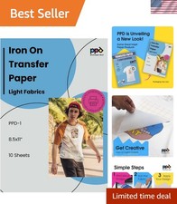 10 Sheets 8.5x11 - Inkjet Iron-on Heat Transfer Vinyl Paper for White Ligh...