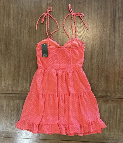NWT WILD FABLE Coral Chenille Mini Tie Strappy Ruffle Sun Dress Size XS Sundress - Picture 13 of 14