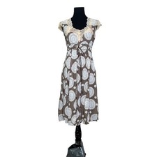 Michelle Kim brown floral cap sleeves laced knee length boho dress size M