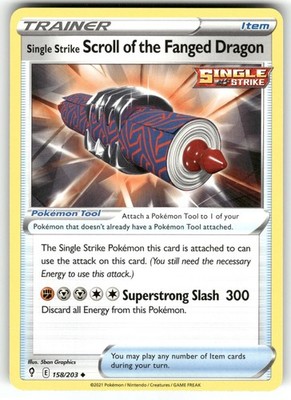 Single Strike Scroll of the Fanged Dragon 158/203 Evolving Skies Pokemon NM